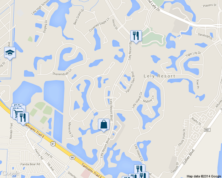 map of restaurants, bars, coffee shops, grocery stores, and more near 8380 Indian Wells Way in Naples