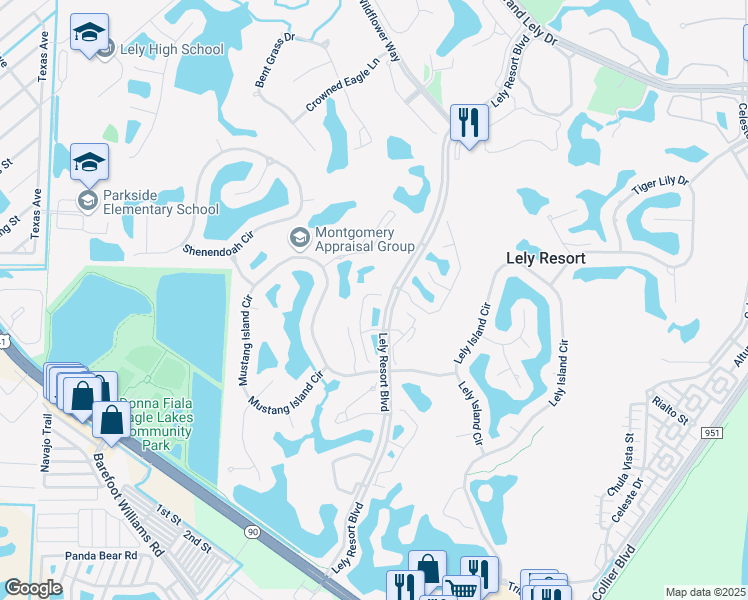 map of restaurants, bars, coffee shops, grocery stores, and more near 8380 Indian Wells Way in Naples