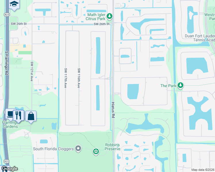 map of restaurants, bars, coffee shops, grocery stores, and more near 3333 Birch Terrace in Davie