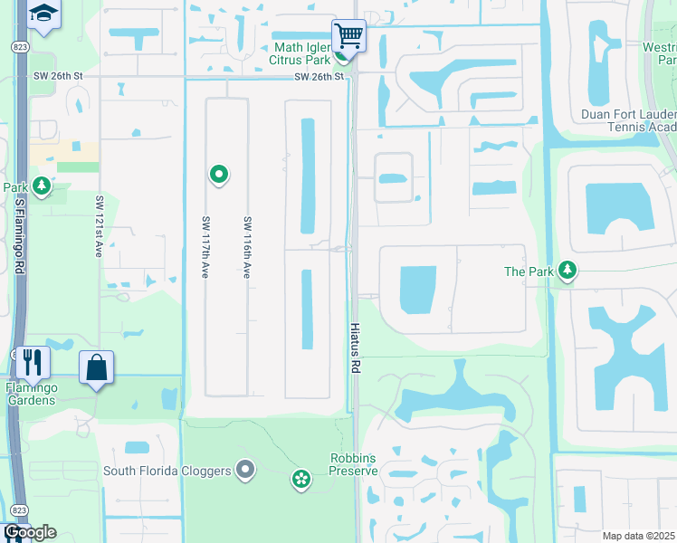 map of restaurants, bars, coffee shops, grocery stores, and more near 3333 Birch Terrace in Davie