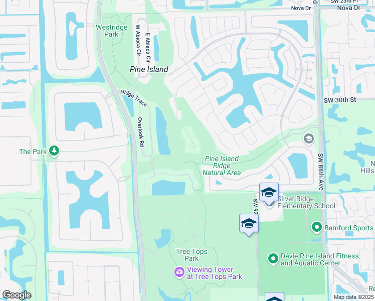 map of restaurants, bars, coffee shops, grocery stores, and more near 3211 Hidden Hollow Lane in Davie