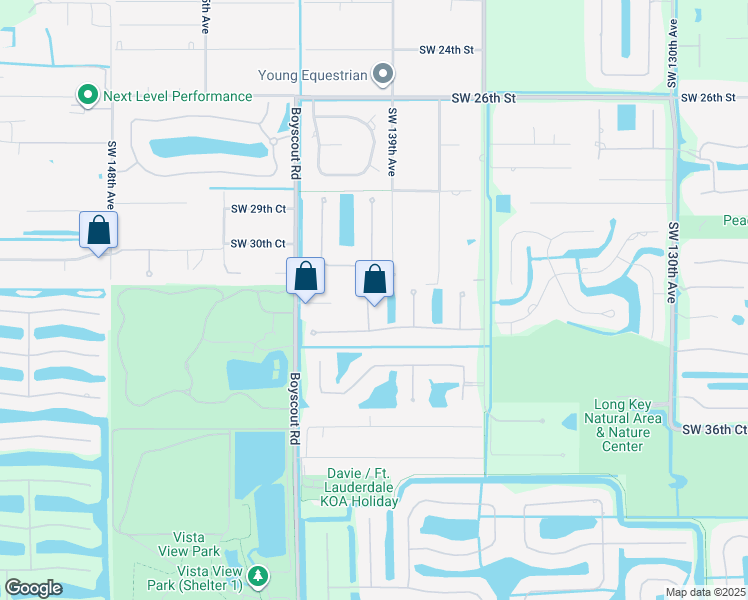 map of restaurants, bars, coffee shops, grocery stores, and more near 13900 Southwest 31st Street in Davie