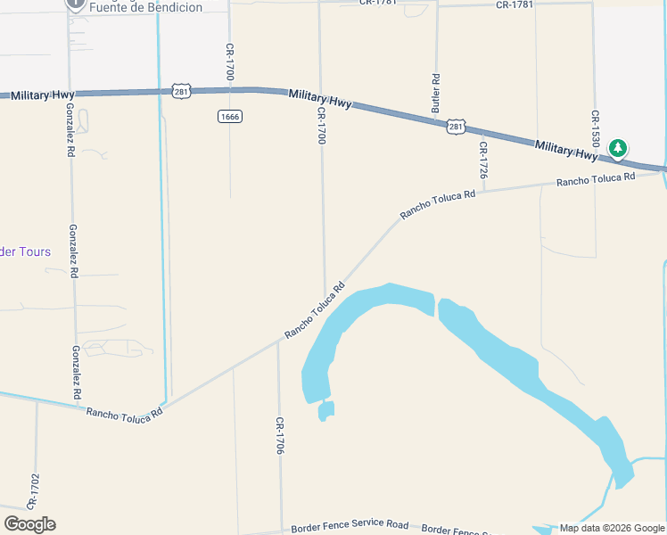 map of restaurants, bars, coffee shops, grocery stores, and more near 5355 Rancho Toluca Road in Mercedes