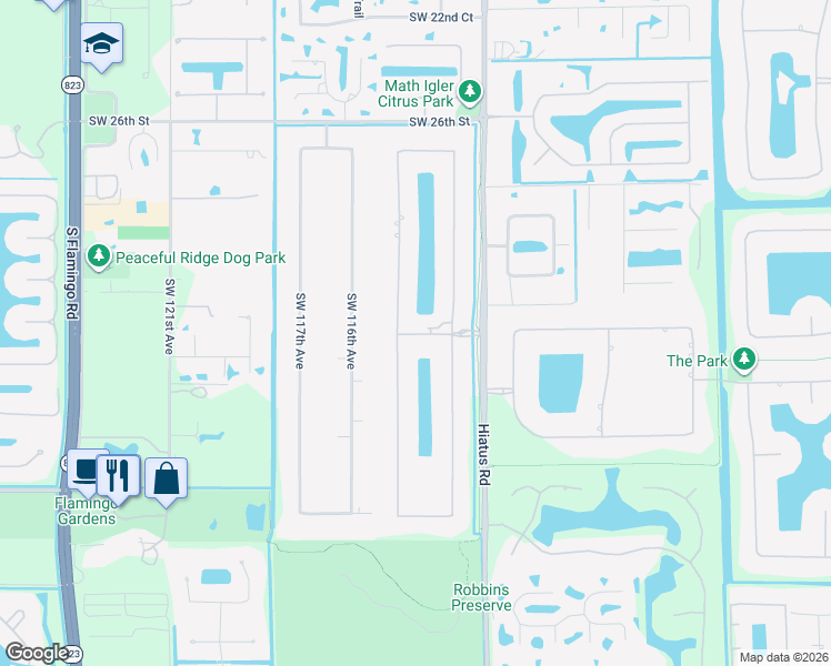 map of restaurants, bars, coffee shops, grocery stores, and more near 11435 Canyon Maple Boulevard in Davie