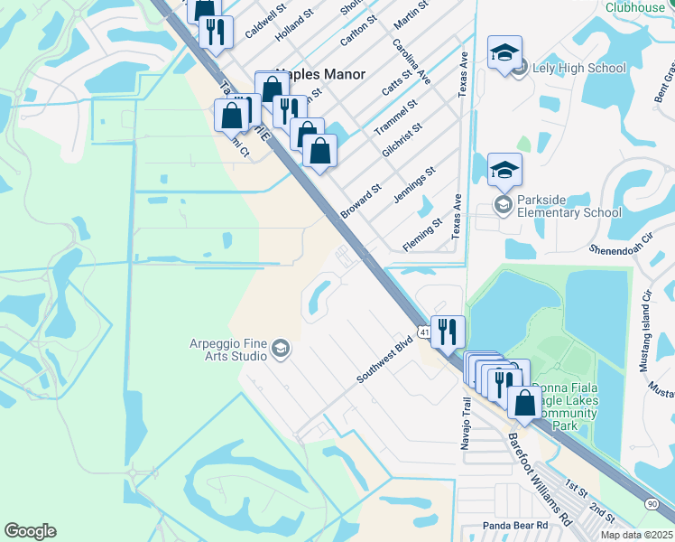 map of restaurants, bars, coffee shops, grocery stores, and more near 5211 Treetops Drive in Naples