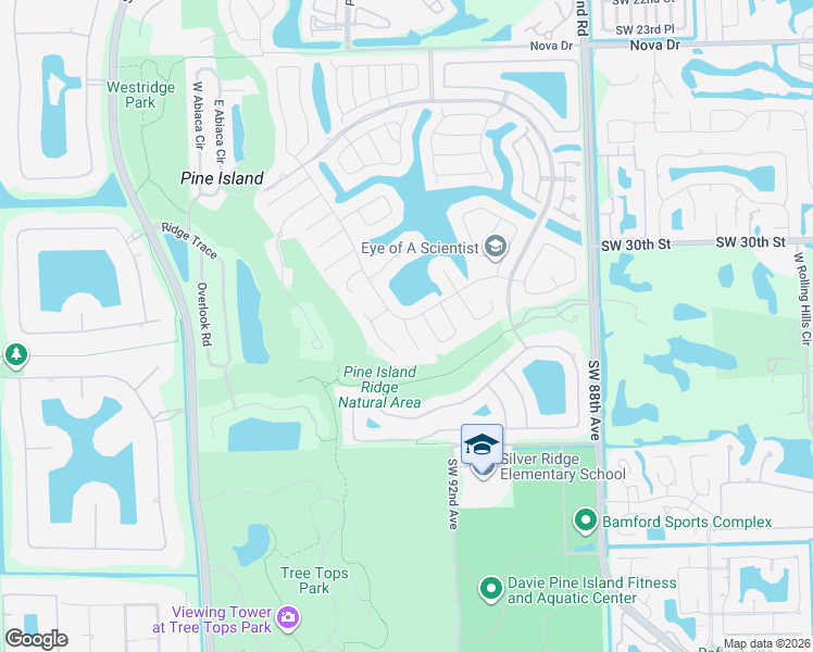 map of restaurants, bars, coffee shops, grocery stores, and more near 3200 Old Hickory Court in Davie