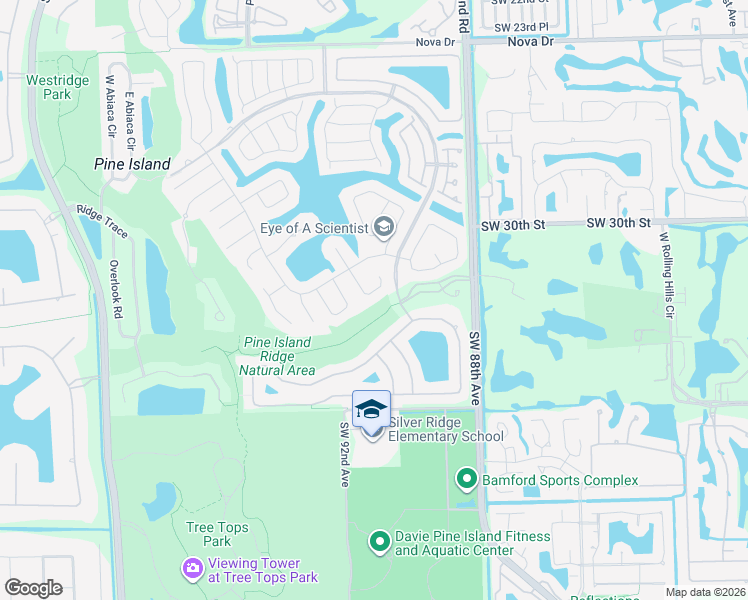 map of restaurants, bars, coffee shops, grocery stores, and more near 3255 Maple Lane in Davie