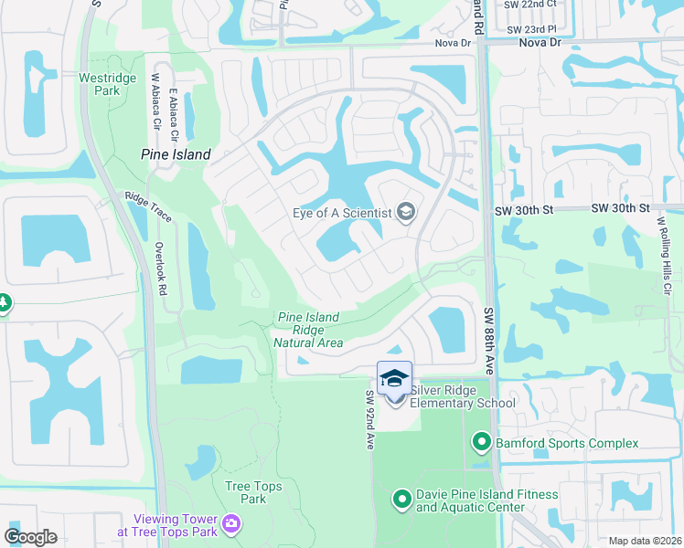map of restaurants, bars, coffee shops, grocery stores, and more near 3200 Old Hickory Court in Davie