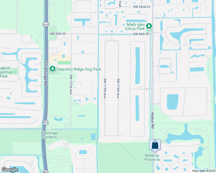 map of restaurants, bars, coffee shops, grocery stores, and more near 3161 Southwest 116th Avenue in Davie