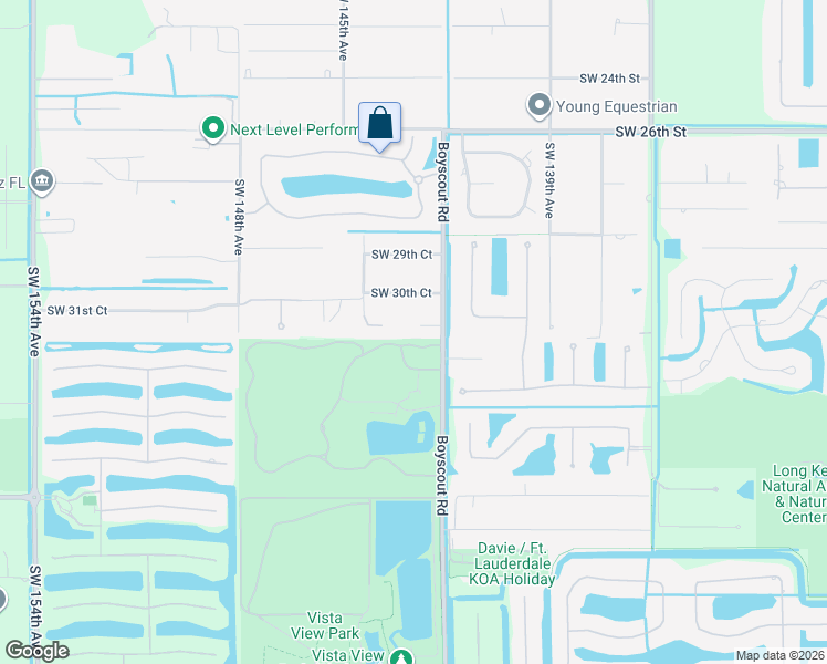 map of restaurants, bars, coffee shops, grocery stores, and more near 14290 Southwest 31st Court in Davie