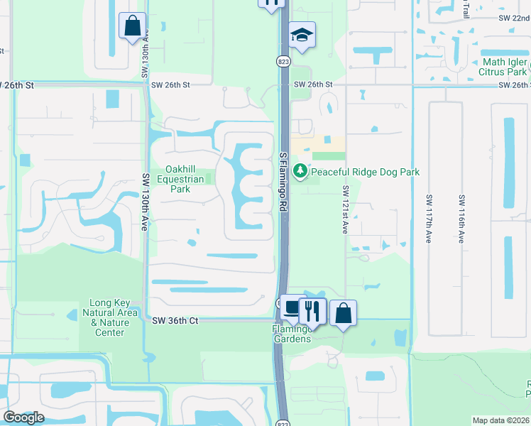 map of restaurants, bars, coffee shops, grocery stores, and more near 3251 East Stonebrook Circle in Davie