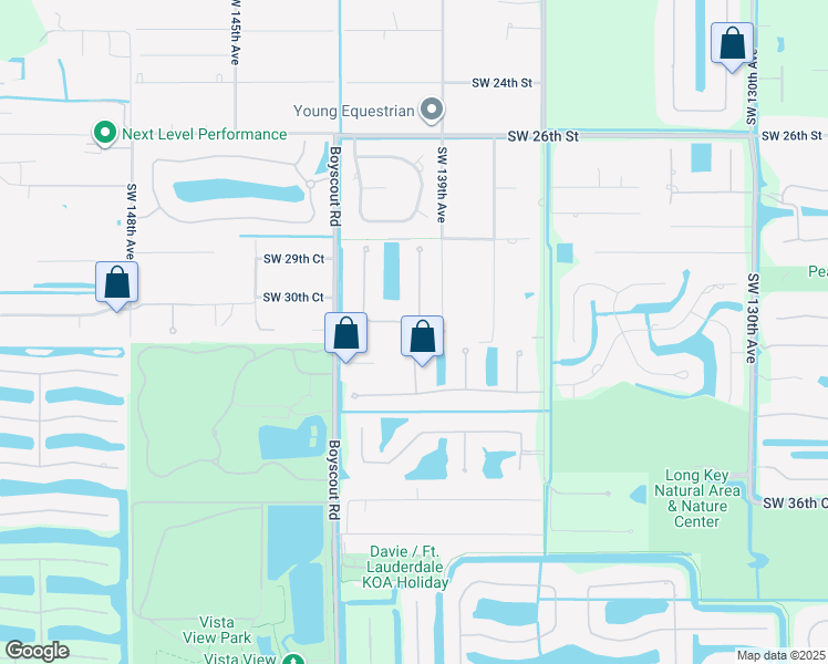 map of restaurants, bars, coffee shops, grocery stores, and more near 13900 Southwest 31st Street in Davie