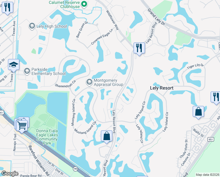 map of restaurants, bars, coffee shops, grocery stores, and more near 8653 Champions Point in Naples