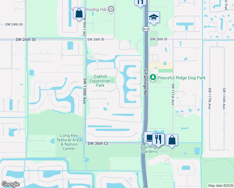 map of restaurants, bars, coffee shops, grocery stores, and more near 3253 West Stonebrook Circle in Davie