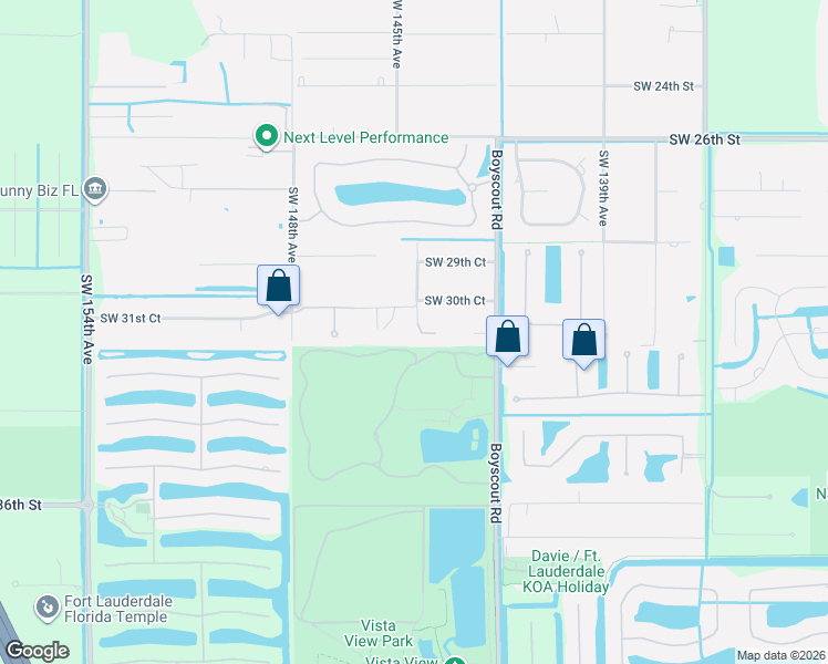 map of restaurants, bars, coffee shops, grocery stores, and more near 14470 Southwest 31st Place in Davie