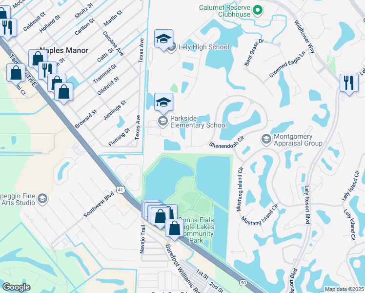 map of restaurants, bars, coffee shops, grocery stores, and more near 9109 Shenendoah Circle in Naples
