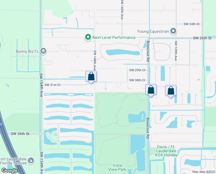 map of restaurants, bars, coffee shops, grocery stores, and more near 3202 Southwest 147th Avenue in Davie