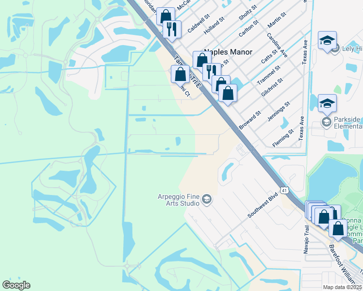 map of restaurants, bars, coffee shops, grocery stores, and more near 5332 Myrtle Lane in Naples