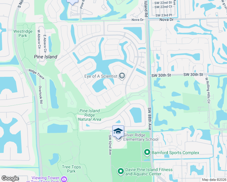 map of restaurants, bars, coffee shops, grocery stores, and more near 9180 Old Orchard Road in Davie