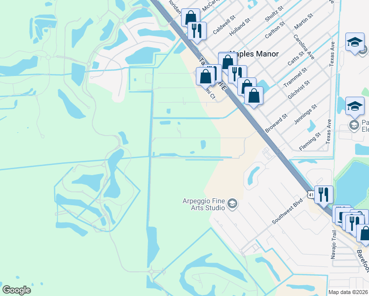 map of restaurants, bars, coffee shops, grocery stores, and more near 5280 Myrtle Lane in Naples