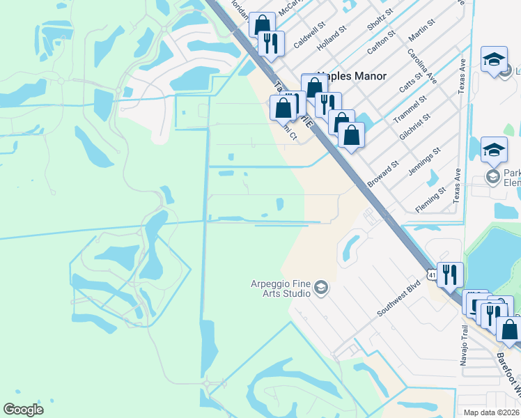 map of restaurants, bars, coffee shops, grocery stores, and more near 5280 Myrtle Lane in Naples
