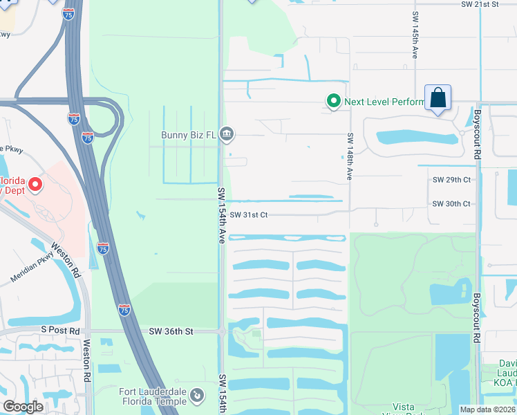 map of restaurants, bars, coffee shops, grocery stores, and more near 15241 Southwest 31st Court in Davie