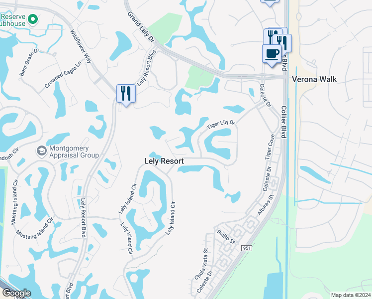 map of restaurants, bars, coffee shops, grocery stores, and more near 6904 Anthurium Lane in Naples