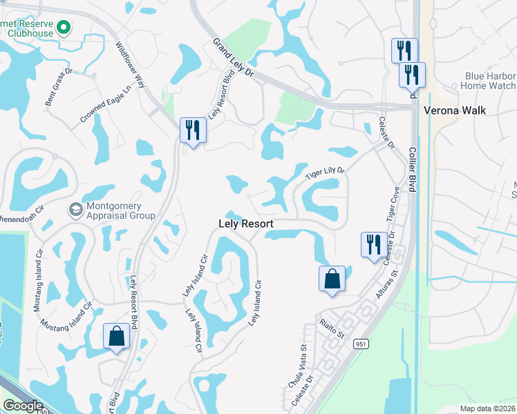 map of restaurants, bars, coffee shops, grocery stores, and more near 6936 Mauna Loa Lane in Naples