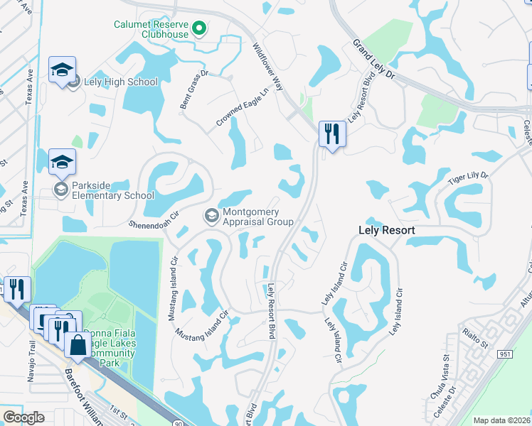 map of restaurants, bars, coffee shops, grocery stores, and more near 8637 Champions Point in Naples