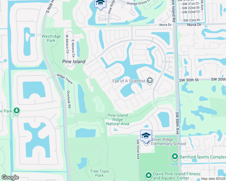 map of restaurants, bars, coffee shops, grocery stores, and more near 3001 Old Orchard Road in Davie