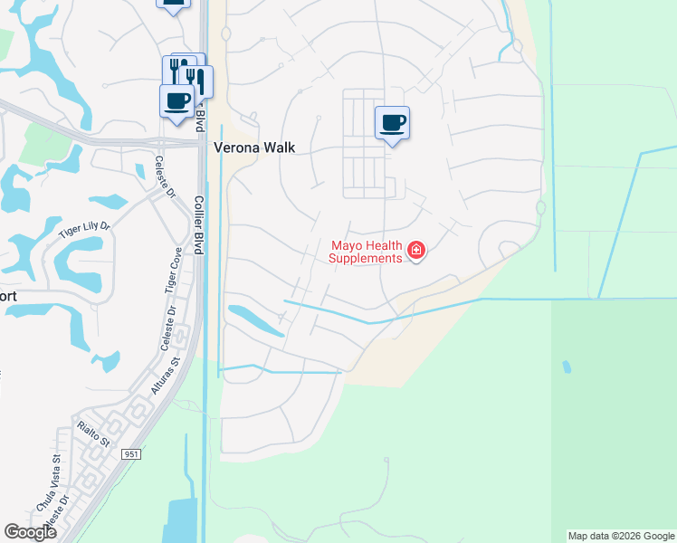 map of restaurants, bars, coffee shops, grocery stores, and more near 8670 Erice Court in Naples