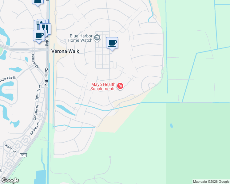 map of restaurants, bars, coffee shops, grocery stores, and more near 8520 Alessandria Court in Naples