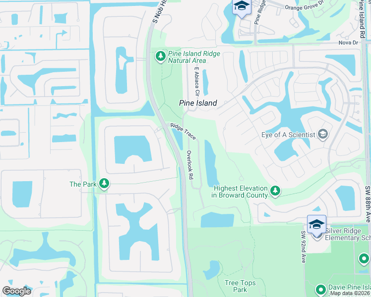 map of restaurants, bars, coffee shops, grocery stores, and more near 3201 Overlook Road in Davie