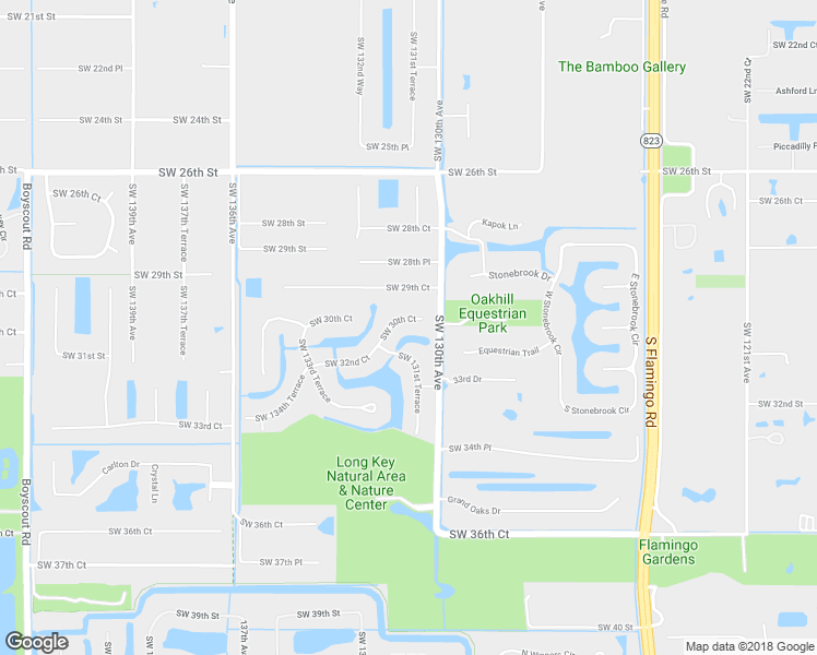 map of restaurants, bars, coffee shops, grocery stores, and more near 13040 Southwest 30th Court in Davie