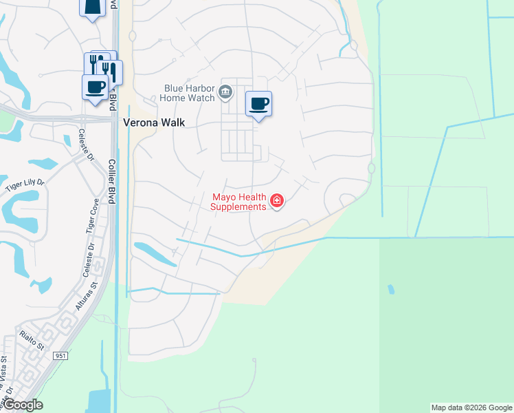 map of restaurants, bars, coffee shops, grocery stores, and more near 8520 Alessandria Court in Naples