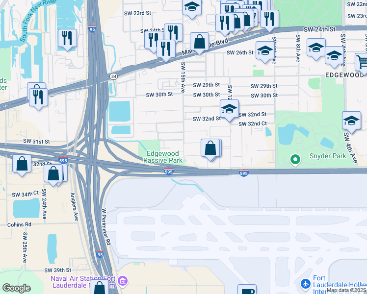 map of restaurants, bars, coffee shops, grocery stores, and more near 3307 Southwest 15th Avenue in Fort Lauderdale