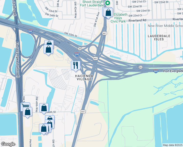 map of restaurants, bars, coffee shops, grocery stores, and more near 3001 Florida 7 in Davie