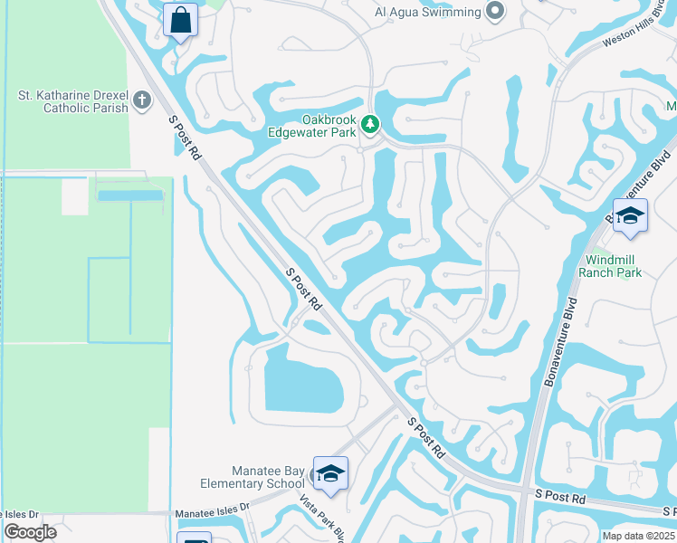 map of restaurants, bars, coffee shops, grocery stores, and more near 3004 Oakbrook Drive in Weston