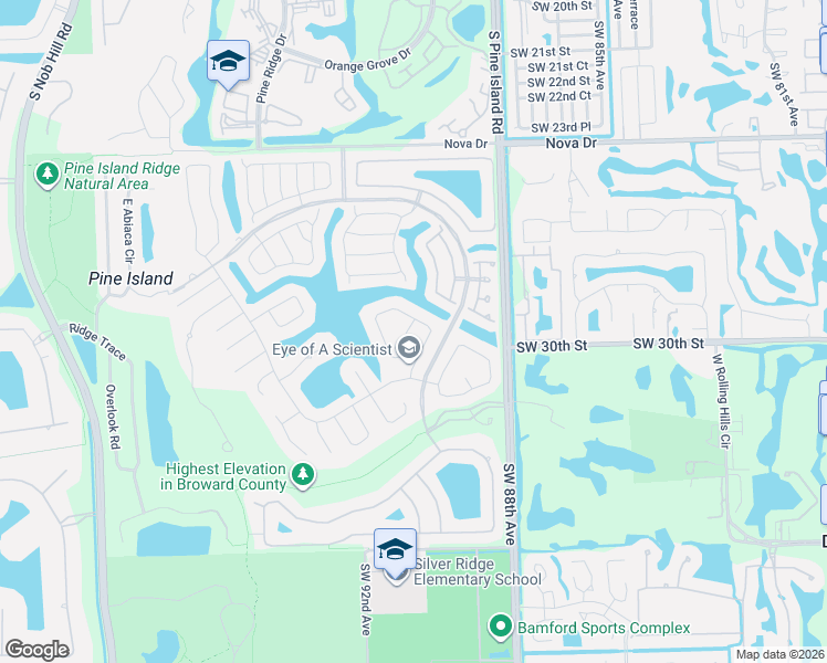 map of restaurants, bars, coffee shops, grocery stores, and more near 3139 Peachtree Way in Davie