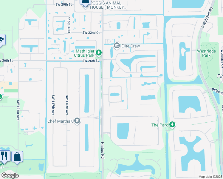 map of restaurants, bars, coffee shops, grocery stores, and more near 11090 Southwest 28th Court in Davie
