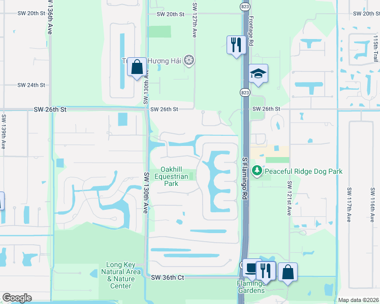 map of restaurants, bars, coffee shops, grocery stores, and more near 12750 Kapok Lane in Davie