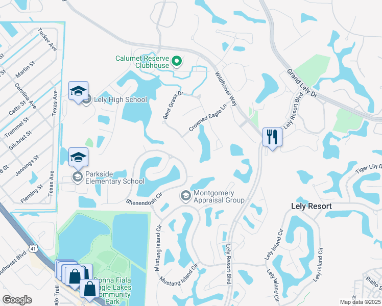 map of restaurants, bars, coffee shops, grocery stores, and more near 6741 Bent Grass Drive in Naples