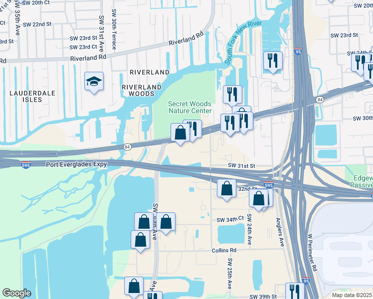 map of restaurants, bars, coffee shops, grocery stores, and more near 2800 Florida 84 in Fort Lauderdale