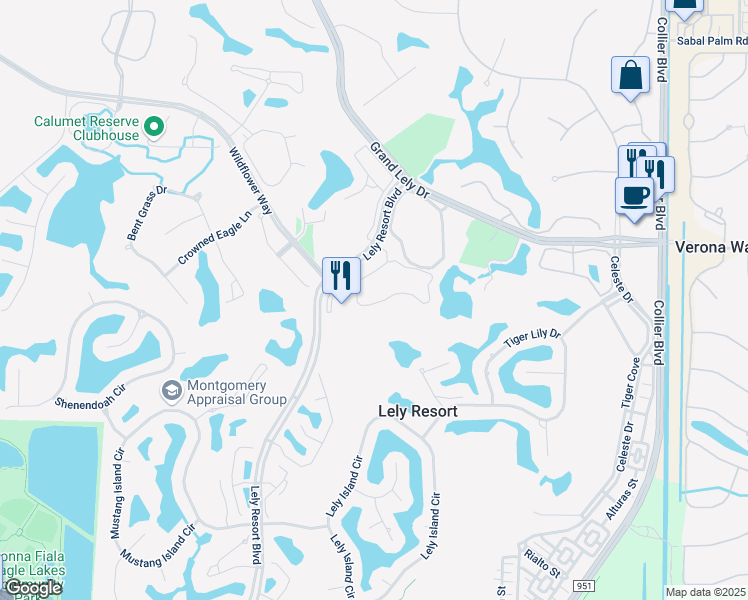 map of restaurants, bars, coffee shops, grocery stores, and more near 7935 Mahogany Run Lane in Naples