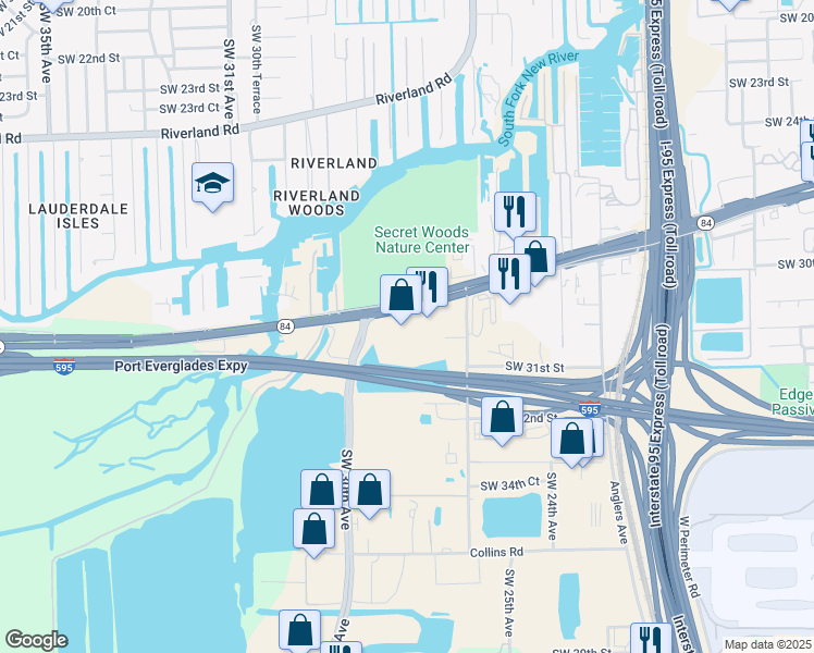 map of restaurants, bars, coffee shops, grocery stores, and more near 2800 Florida 84 in Fort Lauderdale