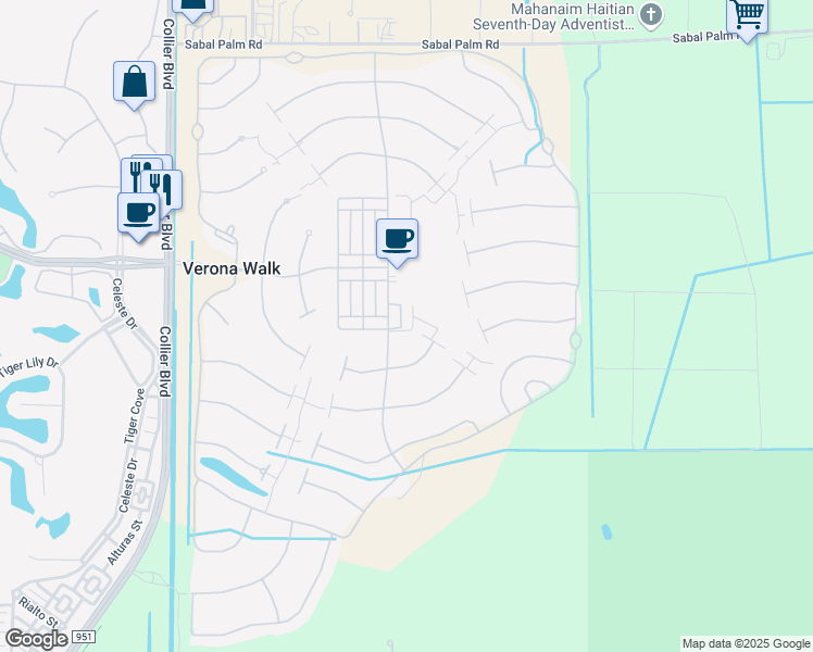 map of restaurants, bars, coffee shops, grocery stores, and more near 8370 Rimini Way in Naples