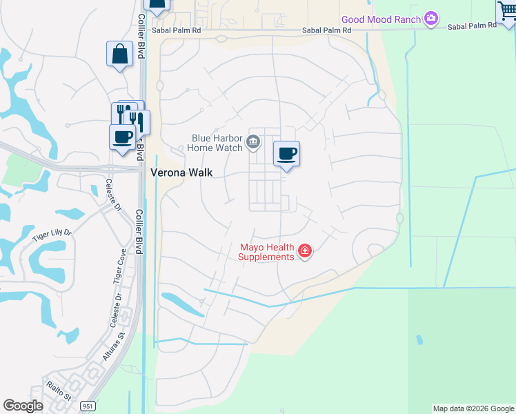 map of restaurants, bars, coffee shops, grocery stores, and more near 8290 Josefa Way in Naples