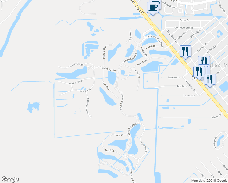 map of restaurants, bars, coffee shops, grocery stores, and more near 9464 Italia Way in Naples