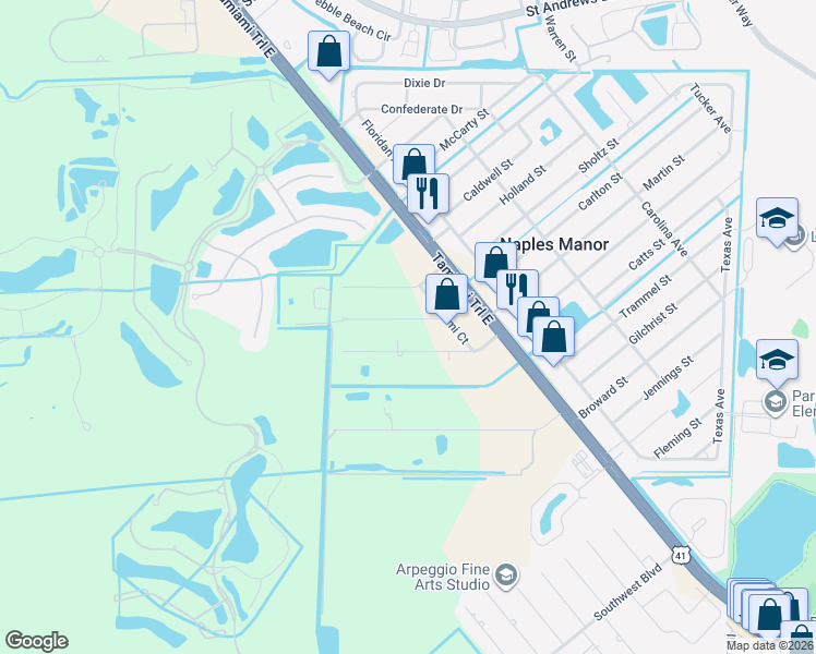 map of restaurants, bars, coffee shops, grocery stores, and more near 5272 Maple Lane in Naples