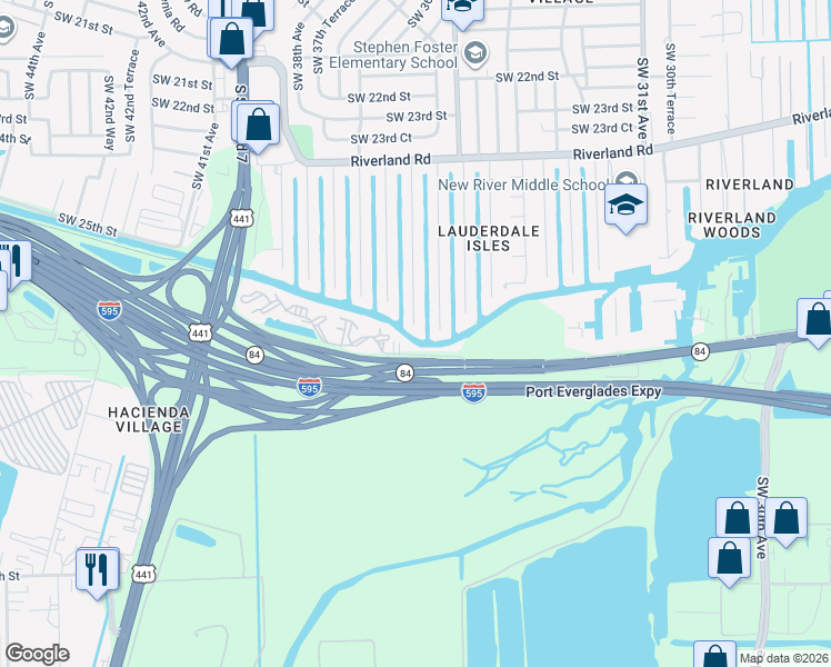 map of restaurants, bars, coffee shops, grocery stores, and more near 2690 Marathon Lane in Fort Lauderdale